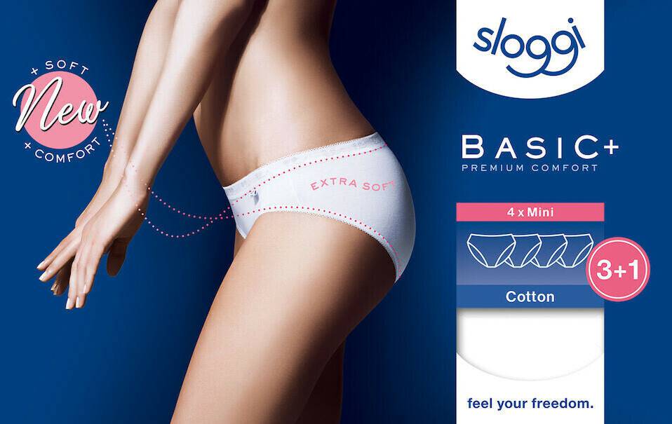 Sloggi Basic+ Mini 4P (10113330-0003) white Damen-Unterwäsche